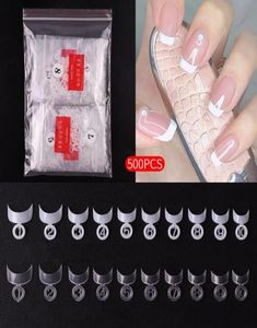 500pcsbags False Nails Testi unghie francese a forma di luna mettine di dito dell'acrylico a 10 dimensioni pacchetto misto 45293897195933