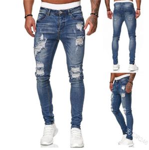 Streetwear Knee Risted Chuda dżinsy dla mężczyzn Hip Hop Fashion Zniszczone Pole Dziure Solidny kolor męski dżinsowe spodnie 20231141753