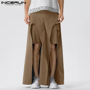 Pantaloni maschile uomini incerun a colori solidi irregolari bottoni streetwear jogger pantaloni gamba larga 2024 moda sciolta