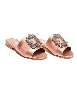 Lyxvarumärken Kvinnor Sandalpumpar Skor Martamod Satin Jewel Buckled Slides Summer Designer Sandals Slipper 35424818910