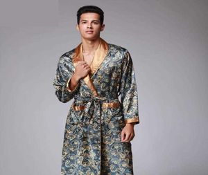 MENS SUMMER PAISLEY PRINT SILK ROBES Male Senior Satin Sleepwear Satin Pyjamas Long Kimono Dressing Glowns Bathrobe For Men T2001107848751