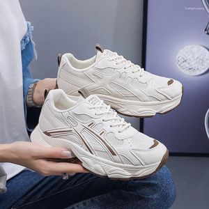 Casual Shoes Luxury Breathable Student Morning Running Sneakers 2024 Spring And Autumn Women's Thick Sole Elevated Versatile