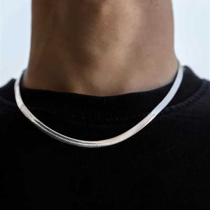 Pendant Necklaces Mens Hip Hop Snake Chain Necklace New Fashion Stainless Steel Silver Necklace Jewelry Accessories Party Gifts J240516