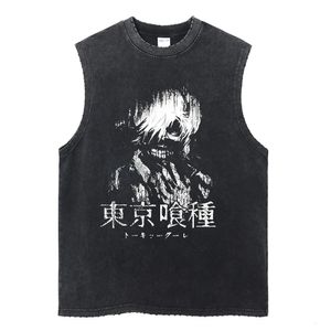 Hip Hop Men Wate Streetwear Streetwear Gothic Punk giapponese canotte di stampa anime giapponese Summer Sleeveless 240507
