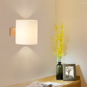Lâmpada de parede arandela nórdica luz de madeira com abajur de vidro casa decorativa decorativa de cabeceira interna de cabeceira led de madeira lumin