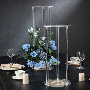 Planters Pots Circular acrylic floor vases transparent floral vases wedding table centerpiece modern retro stands decorative columns 10 pieces per batchQ240517