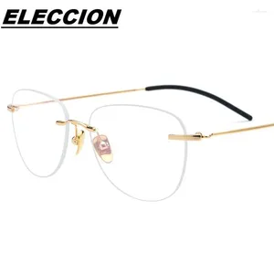 Solglasögon ramar eleccion titanium glas ramar män 2024 rimless recept fyrkantiga glasögon kvinnor ramlösa myopia optiska glasögon