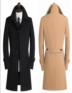 Singlebreasted Lapels Casual Woolen Coat Men Wool Trench Coats Long Sleeves Slim Overcoat Mens Cashmere England Big Size 9XL9490487