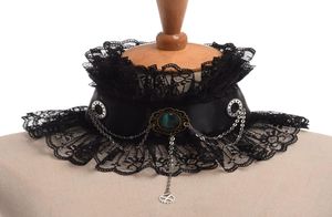1pc Siyah Vintage Elizabethan Victoria Boyun Ruff Cosplay Gem Dişli Zinciri Çırpılmış Yaka Neckwear Cosplay Aksesuar1563981