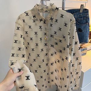 Super Fairy Soft Micro Heavy Industry Full Body Design Flocking CE Jacquard Letter Loose Long Sunscreen Shirt Asian Size S-XL