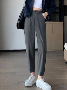 Women's Pants High Waist Suit Harem Ankle Length Spring Summer Female Elegant Minimalism Straight Black Trousers 2024