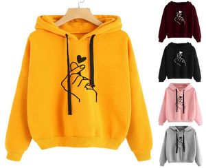 2020 Autumn Fashion Women Streetwear Hoodies Sweatshirts Love Print Casual Hooded Pullover Lång ärm Sport Hip Hop Hoodies Topps 4828558