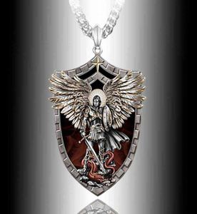 Exquisite Fashion Warrior Guardian Holy Angel Saint Michael Pendant Necklace Unique Knight Shield Necklace Anniversary Gift G12069836406