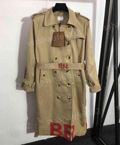 Luxury Womens Trench Coat Bbr Red Letter Logo Print Slim Long Coats Lining With Classic Check Pattern Jackets Designer Women Cloth5866186