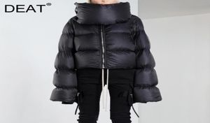 DEAT new autumn and winter turtleneck full sleeves flocking zippers high waist short coat female downjacket WN33001L 2010261197573