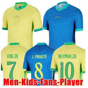 Fotbollströjor 2024 Brasilsfotbollströjor Lpaqueta Neymar Vini Jr 23 PCoutinho Richarlison Football Shirt Gjesus Tsilva Bruno G Pele Casemiro Män kvinnor barn set