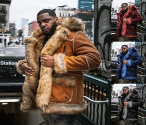 Giacca autunnale uomini in finto pelliccia calda cappotto da uomo streetwear maschile addensare le giacche di pelle di pecora da soprabito per sopravvive