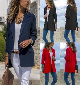 Kobiety elegancka moda szczupła, swobodna blazerowa płaszcz z kurtką na pensję new8552905