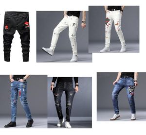 Men039s Jeans Black Luksus European Highquality Street Motorcycle Rider Antique Hole Pants Boys Top Hiphop Poziom Slim A8898973