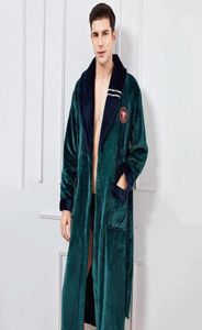 Men039S Sleepwear Bathrobe Gown Coral Men Winter Warm Fleece Thicken Roobe Nightgown Kimono Långärmad lapel Hemförband Ling4917102