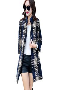 2016 Fashion Slim und Long Section Winter Coat Women Plaid drei Viertelhülsen Winter Wolljacke für Frauen Wollmantel ZY9923881607