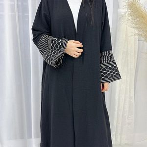 Ethnic Clothing 2024 Open Plain Abayas For Women Dubai White Black Embroidery Modest Kimono Abaya Muslim Kaftan Dress Robe Femme Musulmane