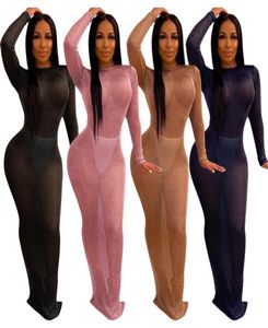 섹시한 시청을 통해 나이트 클럽 Long Bodycon Dress Sassy Lady Long Sleeves o 목 뒤쪽 하단 분할 파티 드레스 바닥 길이 4299995