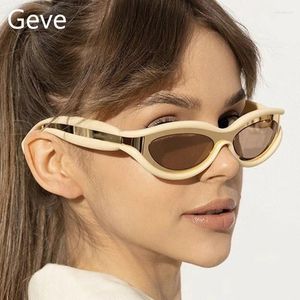 Sunglasses Oval Y2K Cat-eye One-piece Personalized Color Matching Internet Celebrity Ins Style UV-400