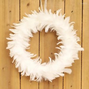 Decorative Flowers White Feather Angle Garlands With Light Front Door Ornaments Party Props Wreath Holiday Year Decoration