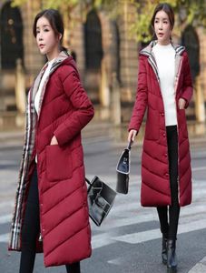 WholeLong Coat With Hooded Female Women Winter Coat Thick Down Cotton Pockets Jacket Womens Outwear Parkas Plus Size XXXL8360181