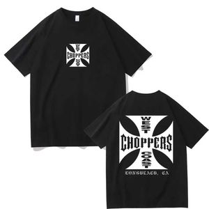 Men's T-Shirts West Coast Chopper Cross Frame Printed T-shirt Mens Hip Hop Street Clothing Extra Large T-shirt Mens Wool Short Sleeves Q240517