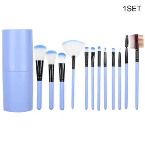 Pincéis de maquiagem 12pcs delineador kabuki face portátil para escova de sombra Conjunto de presentes Pó Blush Synthetic com bucket de armazenamento cosmético