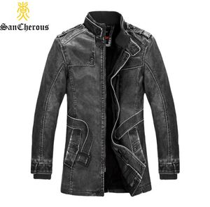 Whole 2016 New chegada Autumn Winter Coather Jacket Harm Men Long Jaqueta de inverno Casque de couro acolchoado Casaco de inverno Tamanho 9337193