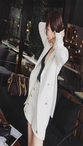 Elegancki lodowy zestaw Lady Krótki garnitur 2 -częściowy zestaw białej kurtki kolorowej Blazer + wysoka talia mini spodni garnitury żeński dres v1910213806571