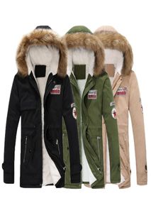 Midlong Parka Men Coats Jaqueta de inverno Homens de gola de pele grossa manchada com capuz para fora roupas de lã de lã de berbere quente de lã de top 2102037412344