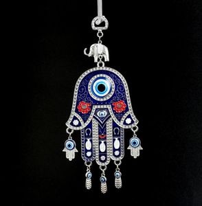 Evil Eye Wall Hanging Turkiet Evil Eye Pärlor med Hamsa Hand Car Keychain Blue Evil Eye Eye Tassel Charm Wall Hanging Jewely Ring 2450629