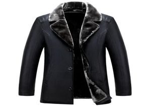 Ganze russische Winter schwarze Lederjacken hochwertige dicke warme Herrenlederjacke und Mantel Mode Casual Men039s Clo8742600