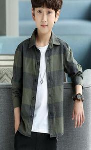 2019 New Spring fashion children Army green Big lattice Tshirt Cardigan students boy clothes Autumn coat7951196