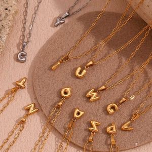 Pendant Necklaces E. B.belle Mini Bubble 26 Letter Paper Clip Necklace 18K Gold Plated Low Allergy Decoration 316L Stainless Steel Pendant J240516