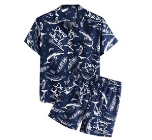 Wydrukowane garnitury plażowe dla mężczyzn Mężczyzna wiosna i letnie wakacje swobodne luźne szorty z krótkim rękawem Zestaw oddychalny fajny garnitur Men039S TR98881629