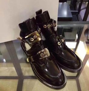 새로운 탑 여성 Martin Ankle Boots in Black Chunky Heel 플랫폼 나이트 오토바이 가죽 디자이너 겨울 부츠 크기 34415125436