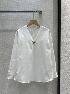Marka Aynı Stil Gömlek 2024 Yeni İlkbahar Yaz O Boyun Uzun Kollu Moda Lüks Kadın Bluz Tasarımcı Tops 0519-1