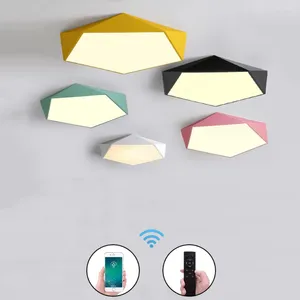 Ceiling Lights Creative Pentagonal Diamond LED Light Surface Mount Flush Panel Remote Control Lamp For Home Entrance Balcony