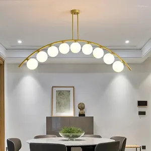 Lustres nórdicos bola de vidro liderado lustre ouro para sala de jantar luz de pendente moderna decoração minimalista acessório