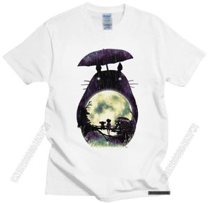 MEN039S Tshirts новинка моя соседка Totoro Tshirt для мужчин Pure Cotton Feet Fit Oneck Японский аниме Миядзаки Хаяо Фан2877435