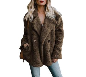 Women039s Lapel Jackets Winter Coat Women Wool Blend Cardigans Overcoat Warm Jumper Fleece Faux Päls Plush Coat Hoodie Plus Size8309020