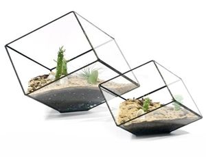 Geometryczne kostki szklane terrarium wystrój domu roślina mięsisty uchwyt na wazon garnc