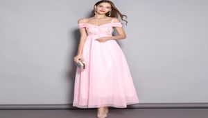 2019 Women's Spaghetti Straps Sexy the Shoulder Embroidery Evening Prom Elegant Long Runway Dresses9213448