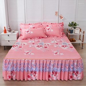 Säng kjol 1 st tryckt sovrum platta lakan bomulls bekväm sängkläder madrass täcker king size ark hem textil