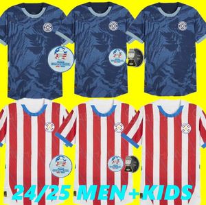 S-XXL 2024 Paraguay Soccer Jersey 2025 Copa America Camisetas de Futbol Home Away Football Rube 24 25 Мужской детская футбольная рубашка комплект с коротким рукавом Custom Uniforms